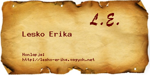 Lesko Erika névjegykártya